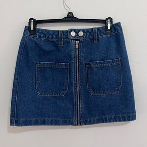 Denim Mini Skirt with Front Pockets